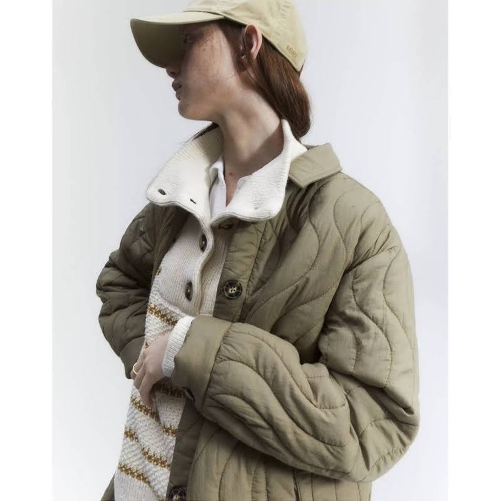 Madewell Quilted Belrose Shirt-Jacket Size XS in Military Green - Picture 2 of 9